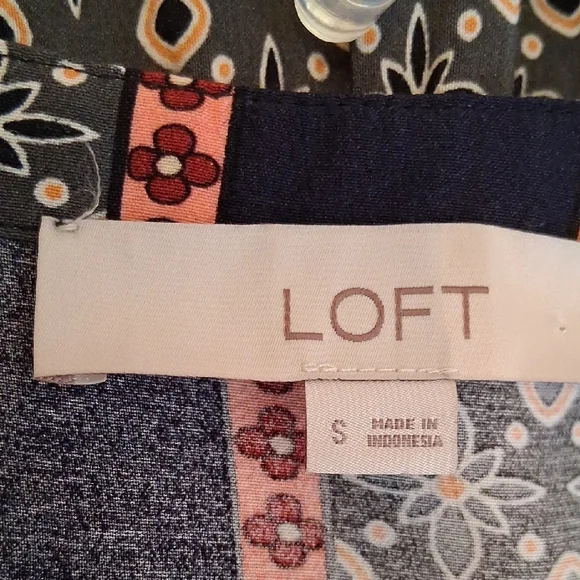 LOFT Navy and Orange Patterned Long Sleeve Dress. Good Condition Size Small - Picture 14 of 17